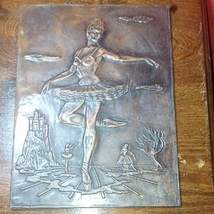 Elegant Copper Ballerina Wall Art 6"x8" Copper Wrapped Over Plastic Mold